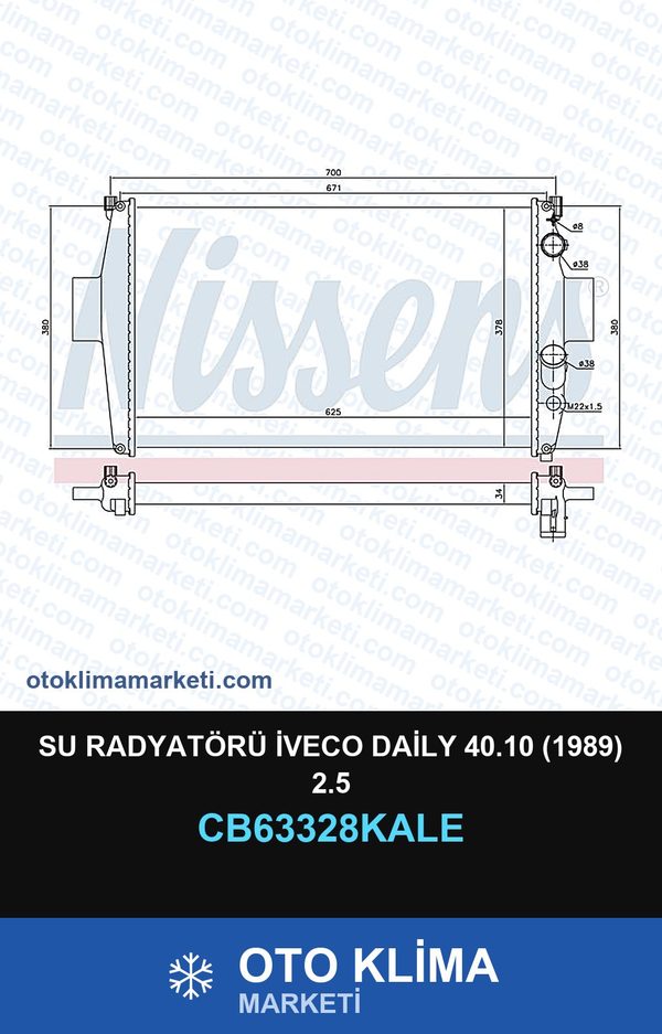 Su Radyatörü İveco Daily 40.10 (1989) 2.5 — SU RADYATÖRÜ — KALE marka — Uyumlu: IVECO