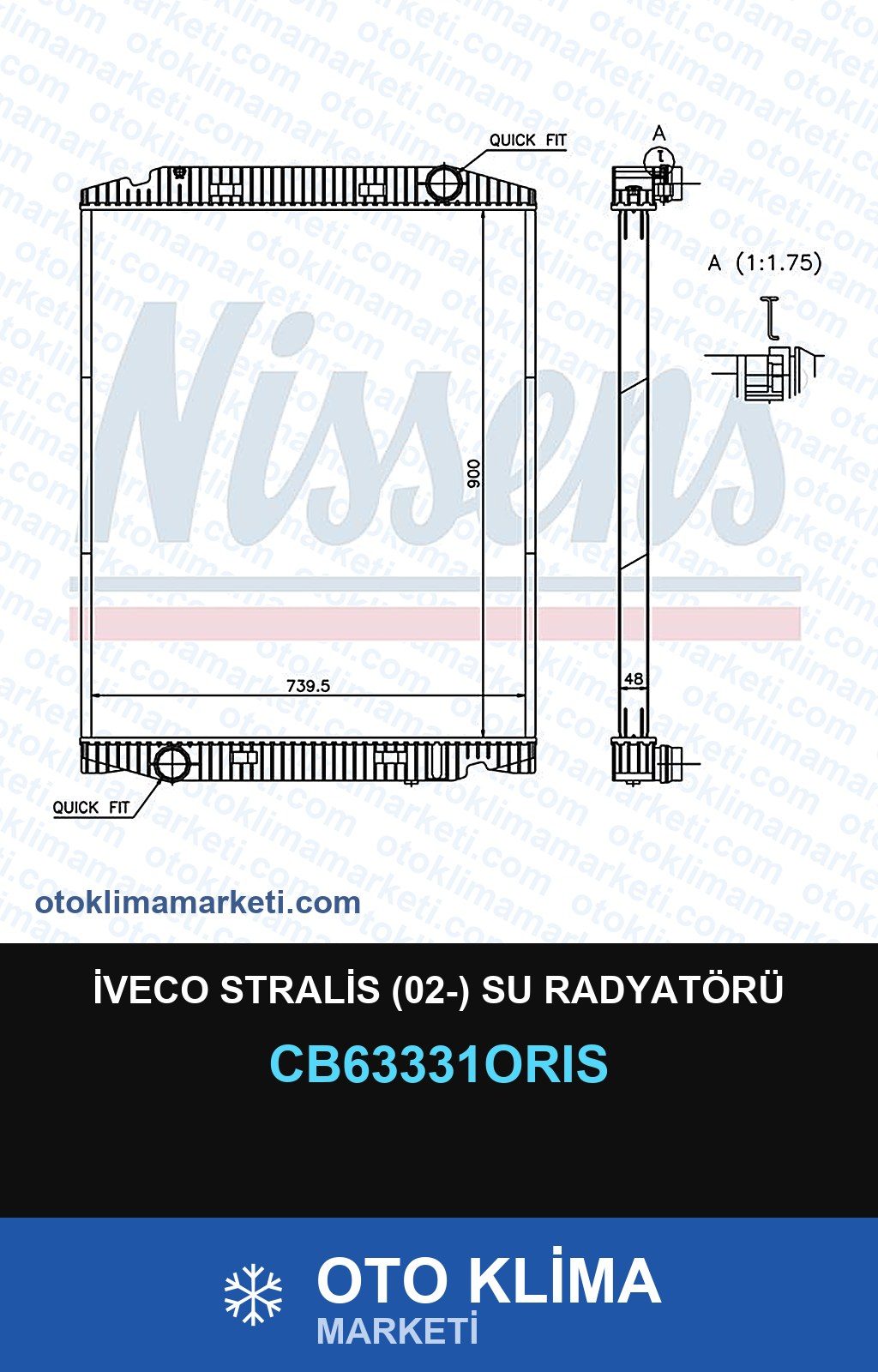 İveco Stralis (02-) Su Radyatörü — SU RADYATÖRÜ — ORİS marka — Uyumlu: IVECO