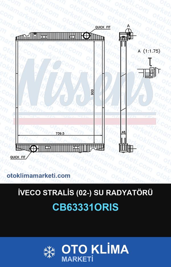 İveco Stralis (02-) Su Radyatörü — SU RADYATÖRÜ — ORİS marka — Uyumlu: IVECO