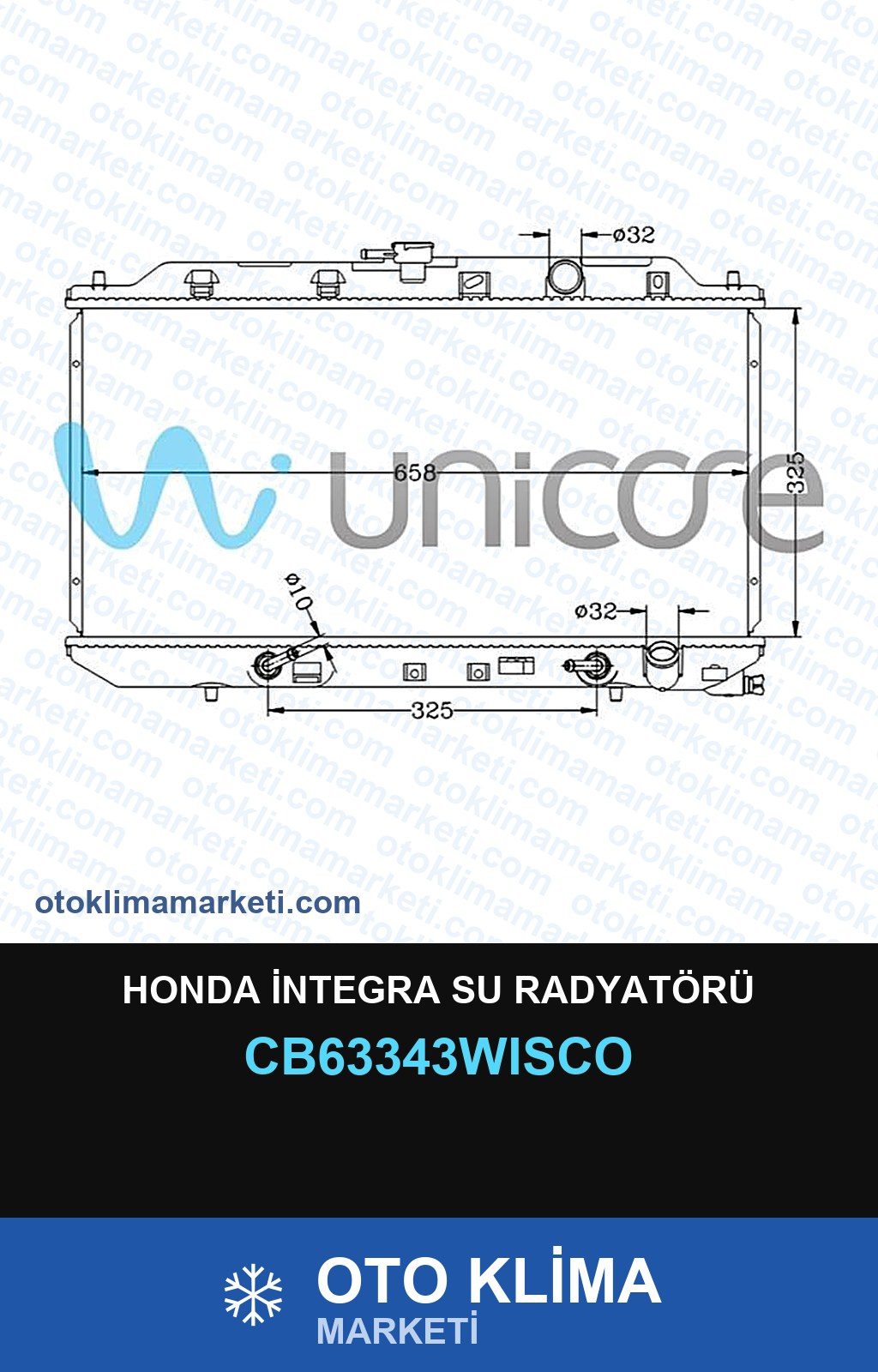 Honda İntegra Su Radyatörü — SU RADYATÖRÜ — WISCO marka — Uyumlu: HONDA