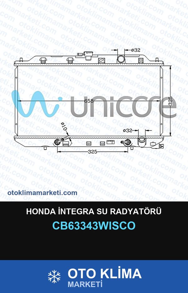 Honda İntegra Su Radyatörü — SU RADYATÖRÜ — WISCO marka — Uyumlu: HONDA