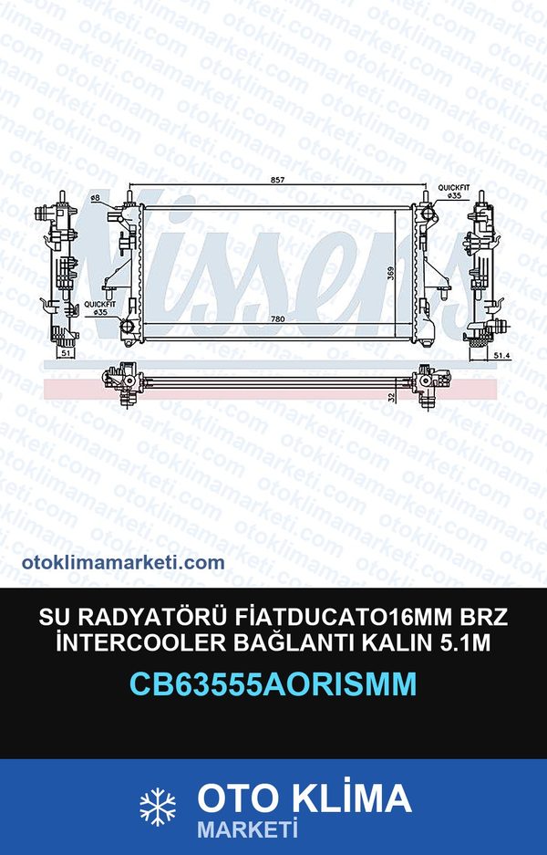Su Radyatörü FİATDUCATO16MM Brz İntercooler Bağlantı Kalın 5.1M — SU RADYATÖRÜ — ORİS marka