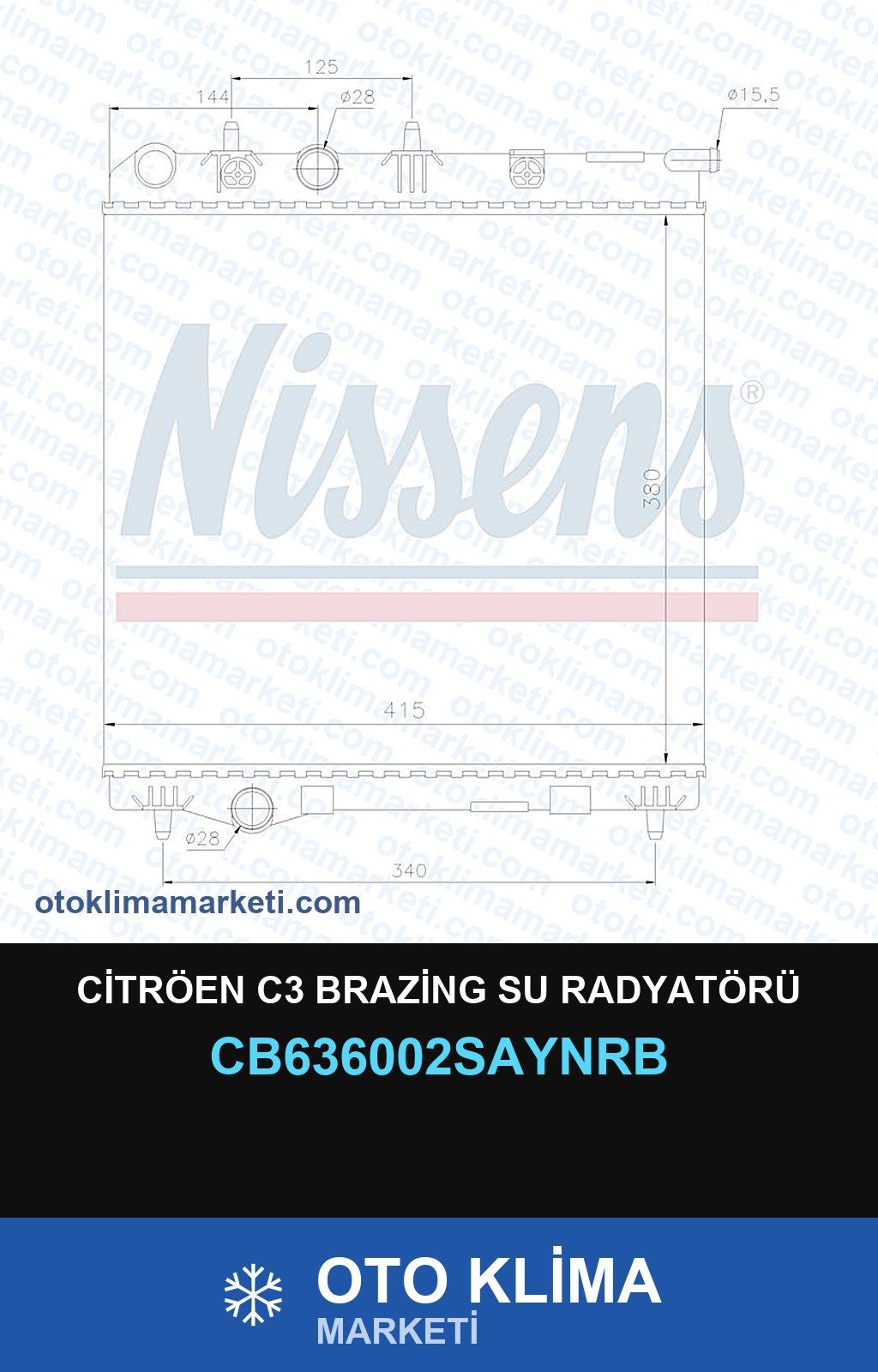 Citröen C3 Brazing Su Radyatörü — SU RADYATÖRÜ — UNICORE marka — Uyumlu: CITROEN