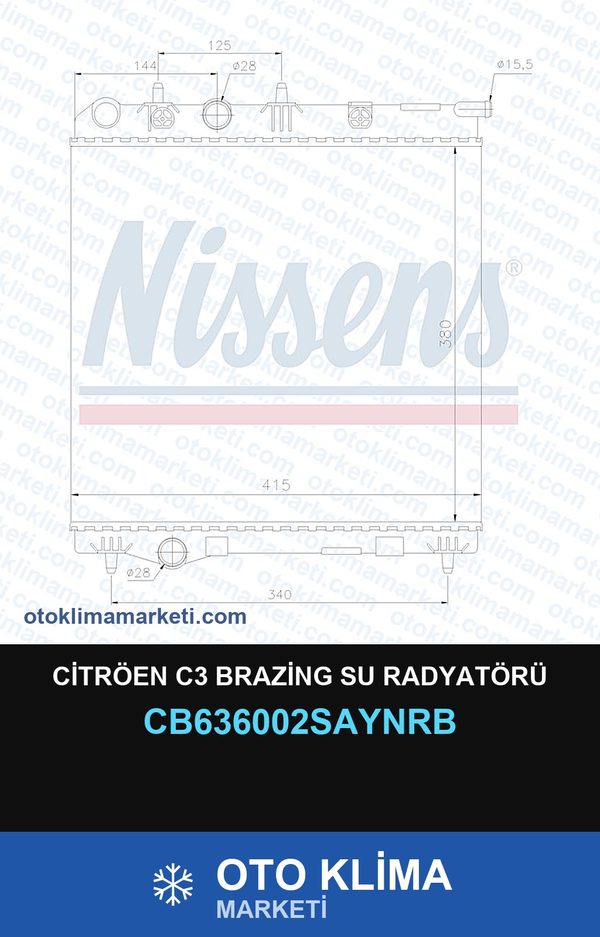 Citröen C3 Brazing Su Radyatörü — SU RADYATÖRÜ — UNICORE marka — Uyumlu: CITROEN