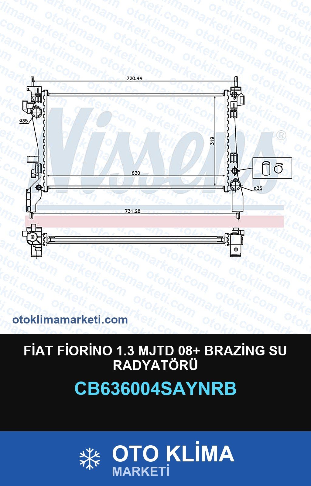 Fiat Fiorino 1.3 Mjtd 08+ Brazing Su Radyatörü — SU RADYATÖRÜ — UNICORE marka — Uyumlu: FIAT