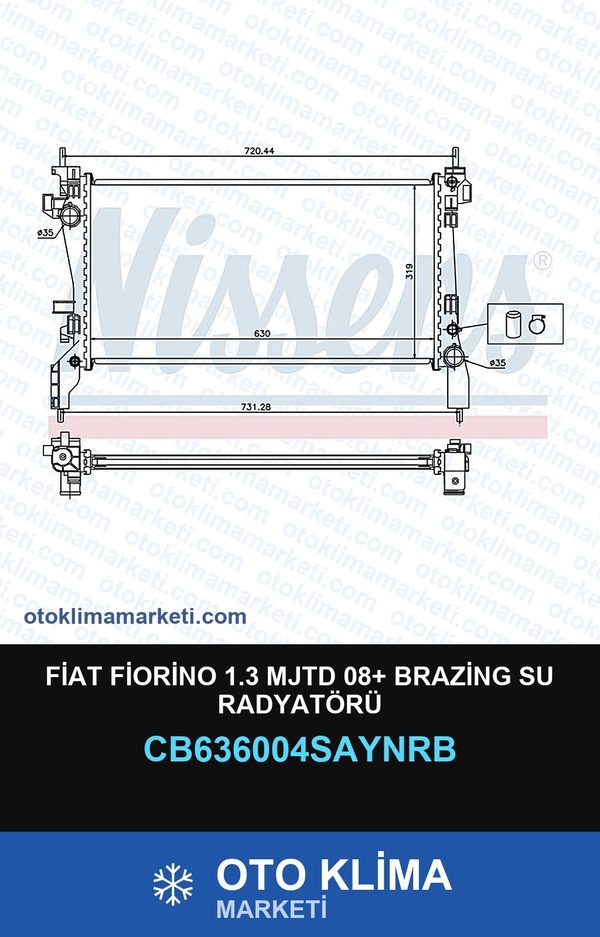 Fiat Fiorino 1.3 Mjtd 08+ Brazing Su Radyatörü — SU RADYATÖRÜ — UNICORE marka — Uyumlu: FIAT