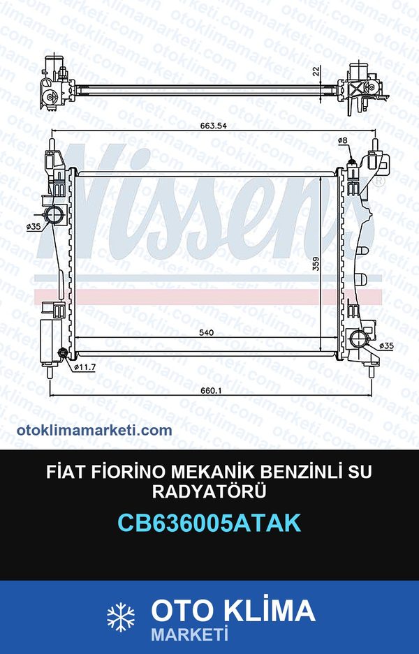Fiat Fiorino Mekanik Benzinli Su Radyatörü — SU RADYATÖRÜ — VEKA marka — Uyumlu: FIAT
