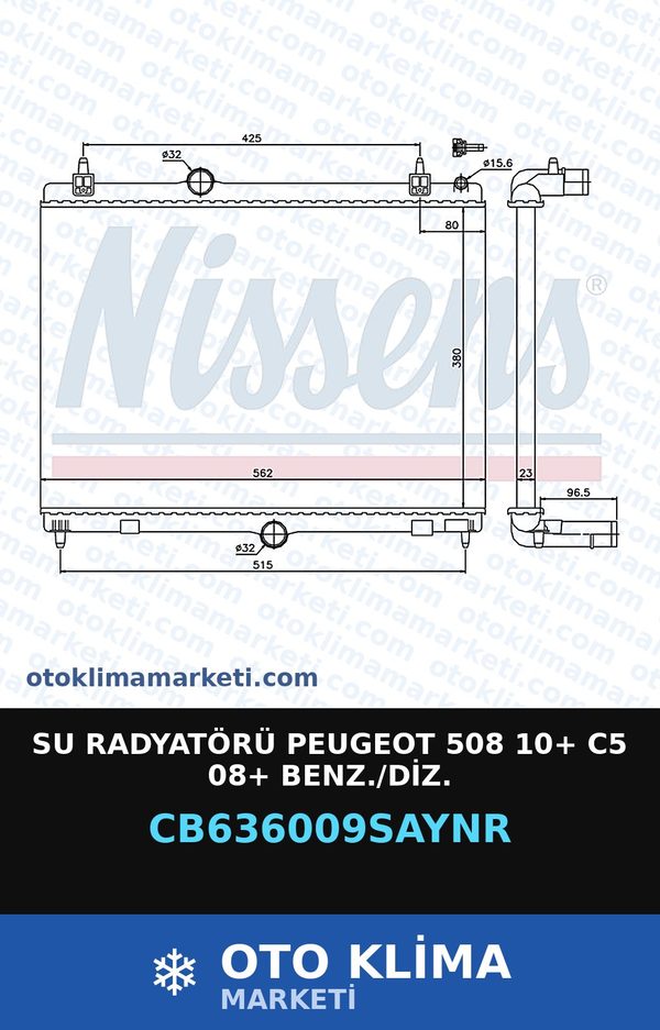 Su Radyatörü Peugeot 508 10+ C5 08+ Benz./Diz. — SU RADYATÖRÜ — UNICORE marka — Uyumlu: PEUGEOT