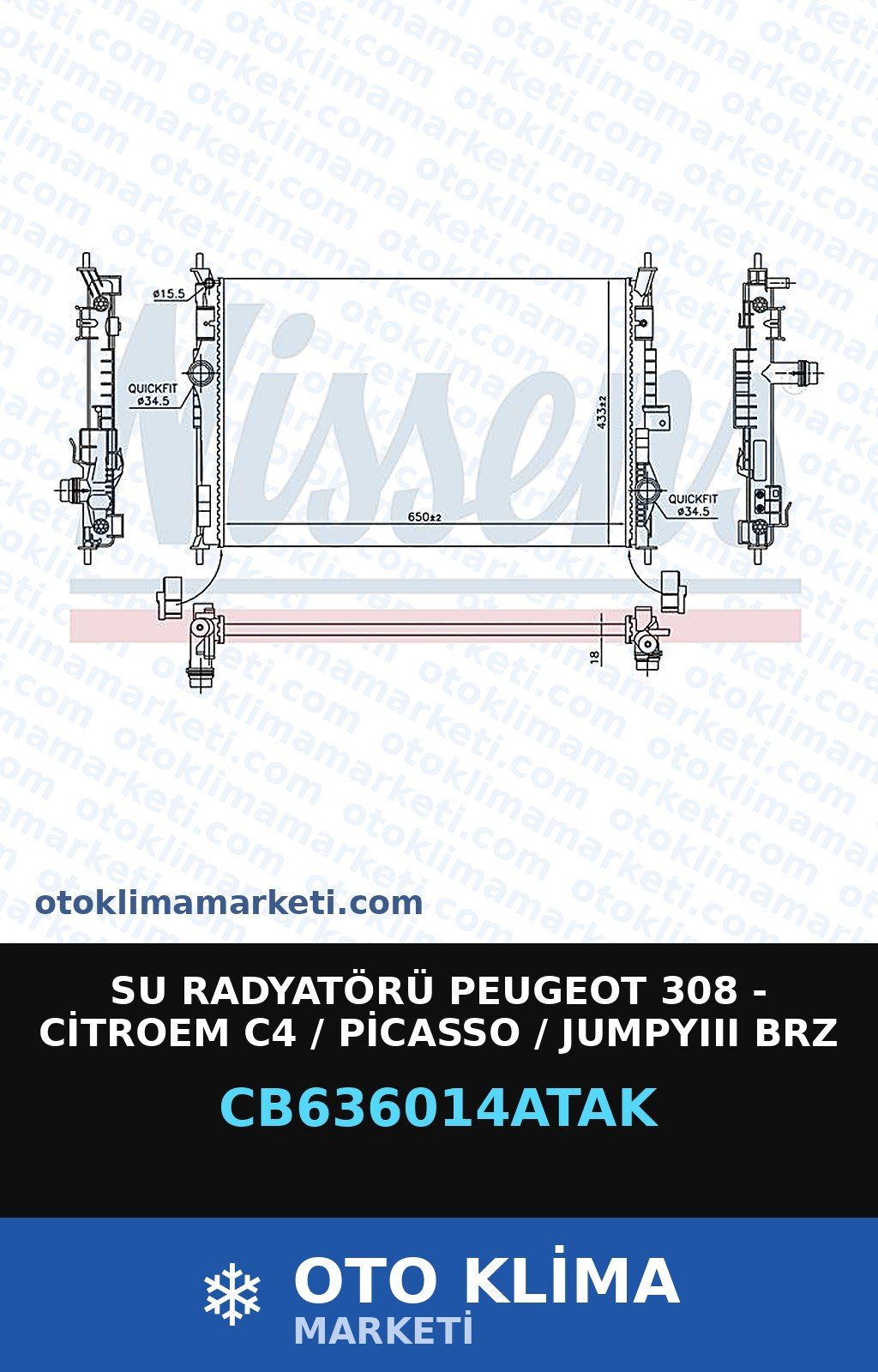 Su Radyatörü Peugeot 308 - Citroem C4 / Picasso / Jumpyııı Brz Veka — SU RADYATÖRÜ — VEKA marka — Uyumlu: PEUGEOT