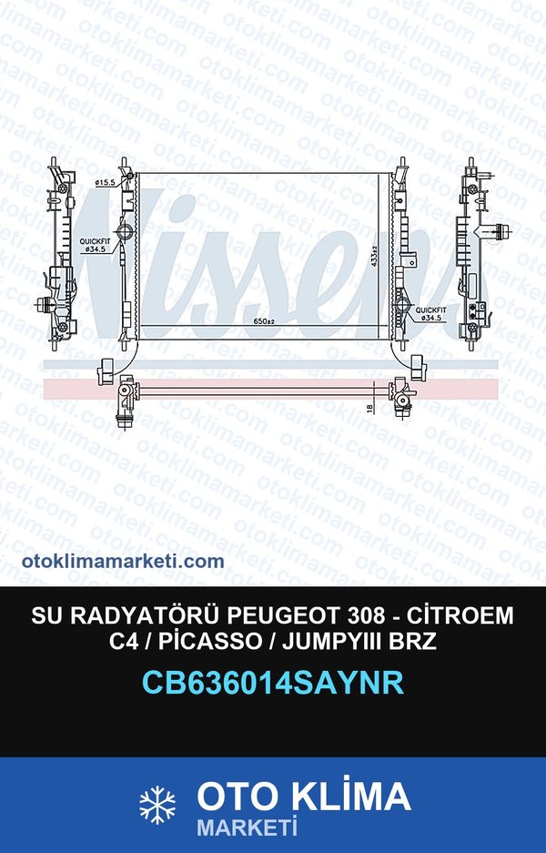 Su Radyatörü Peugeot 308 - Citroem C4 / Picasso / Jumpyııı Brz — SU RADYATÖRÜ — UNICORE marka — Uyumlu: PEUGEOT