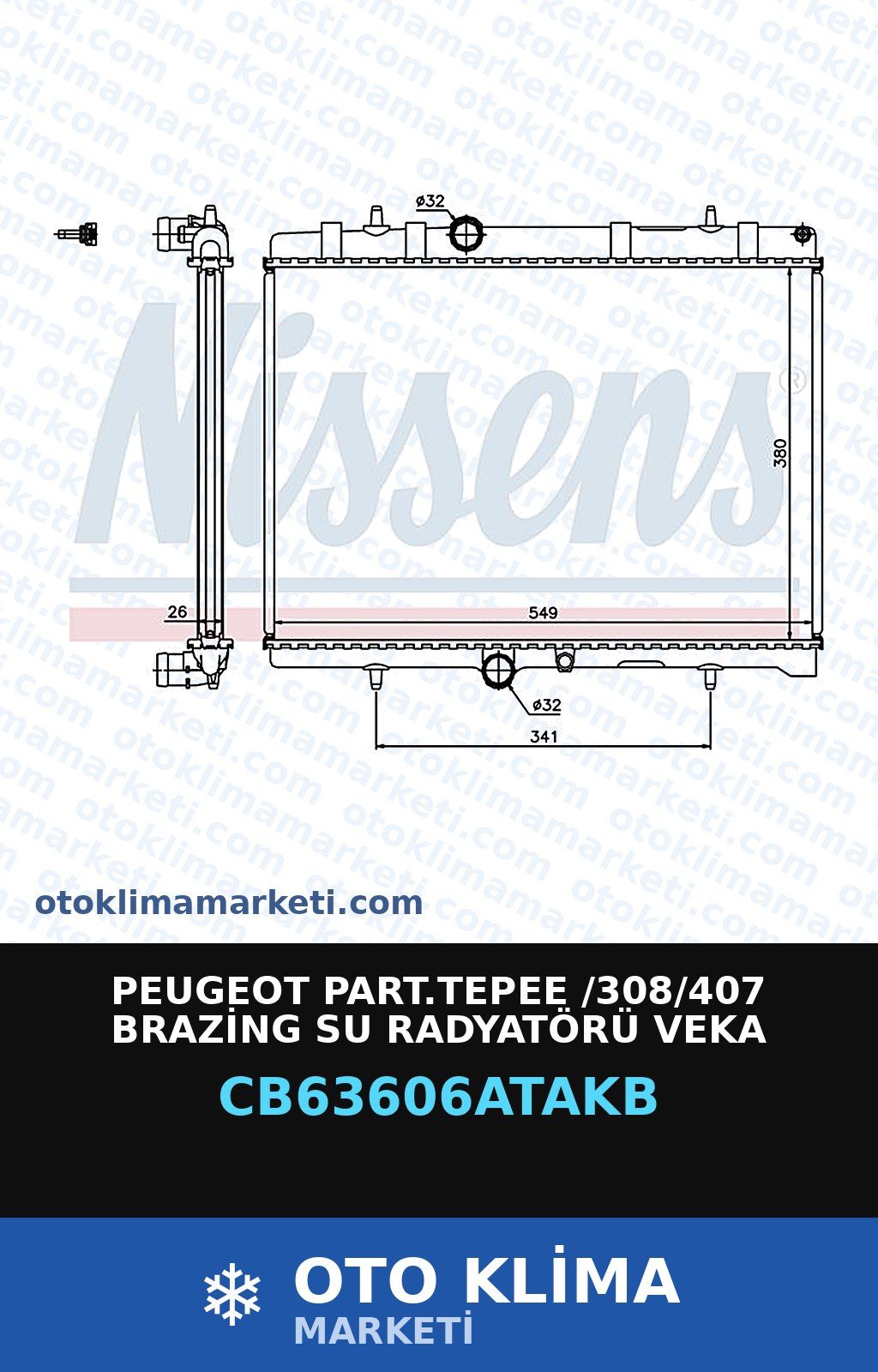 Peugeot Part.Tepee /308/407 Brazing Su Radyatörü Veka — SU RADYATÖRÜ — VEKA marka — Uyumlu: PEUGEOT