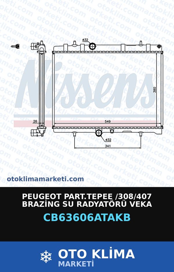 Peugeot Part.Tepee /308/407 Brazing Su Radyatörü Veka — SU RADYATÖRÜ — VEKA marka — Uyumlu: PEUGEOT