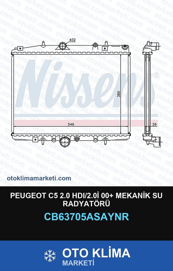 Peugeot C5 2.0 HDI/2.0İ 00+ Mekanik Su Radyatörü — SU RADYATÖRÜ — COOLTECH marka — Uyumlu: PEUGEOT