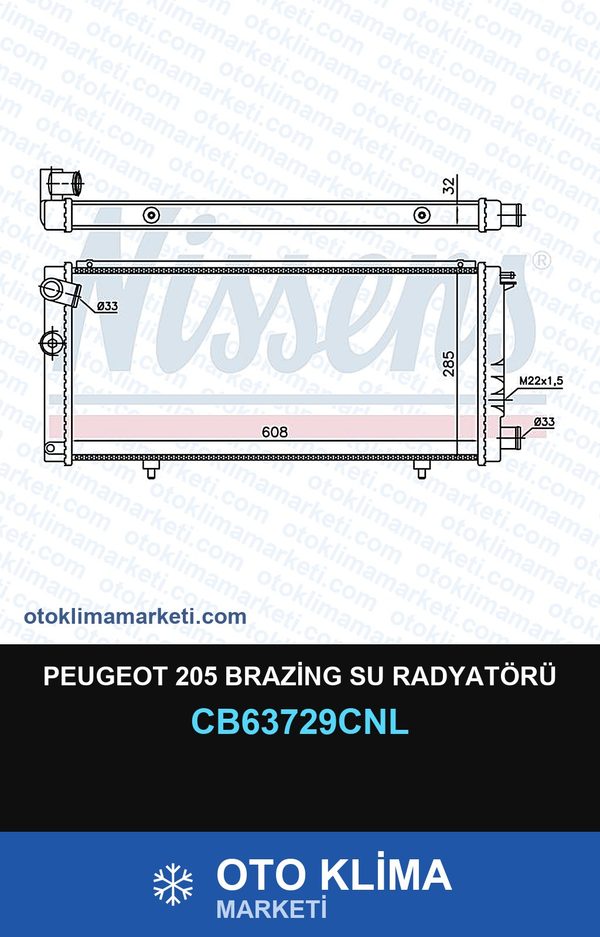 Peugeot 205 Brazing Su Radyatörü — SU RADYATÖRÜ — CNL marka — Uyumlu: PEUGEOT