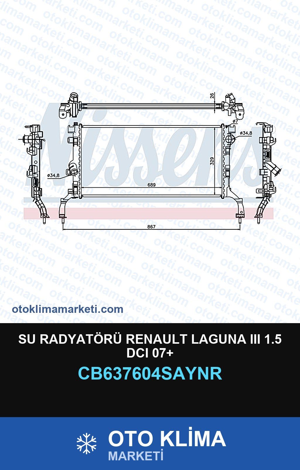 Su Radyatörü Renault Laguna III (3) 1.5 DCI 07+ — SU RADYATÖRÜ — UNICORE marka — Uyumlu: RENAULT