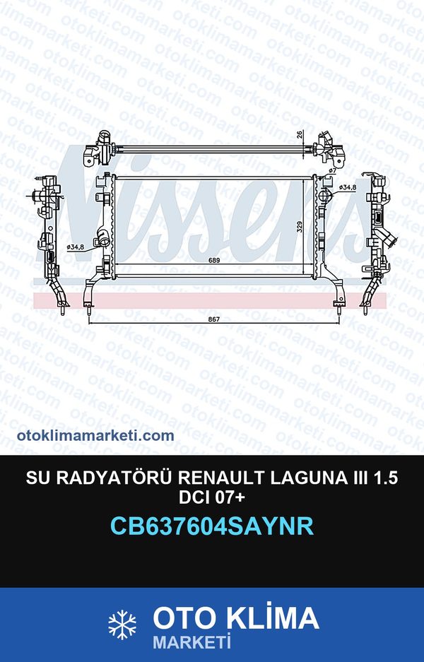 Su Radyatörü Renault Laguna III (3) 1.5 DCI 07+ — SU RADYATÖRÜ — UNICORE marka — Uyumlu: RENAULT