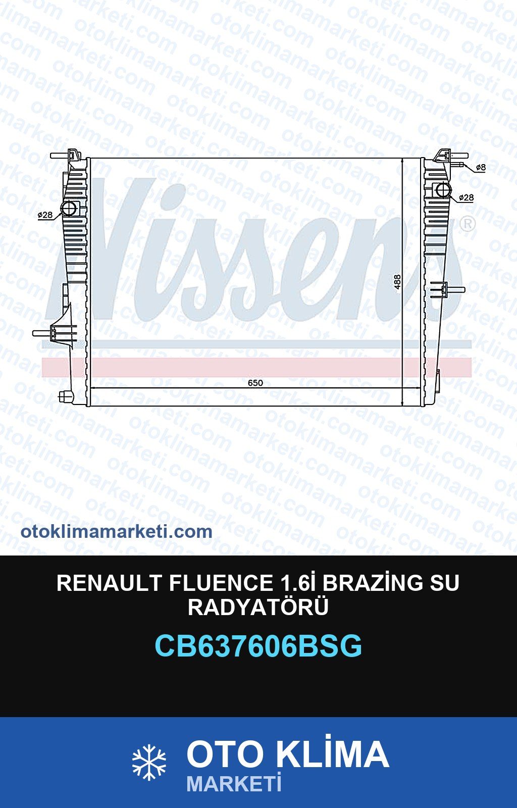 Renault Fluence 1.6İ Brazing Su Radyatörü — SU RADYATÖRÜ — BSG marka — Uyumlu: RENAULT