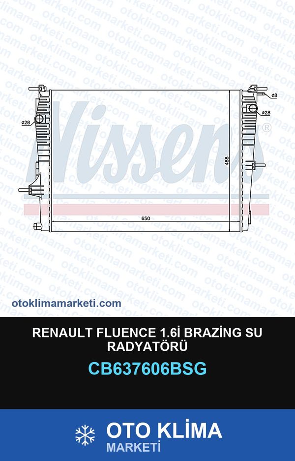 Renault Fluence 1.6İ Brazing Su Radyatörü — SU RADYATÖRÜ — BSG marka — Uyumlu: RENAULT