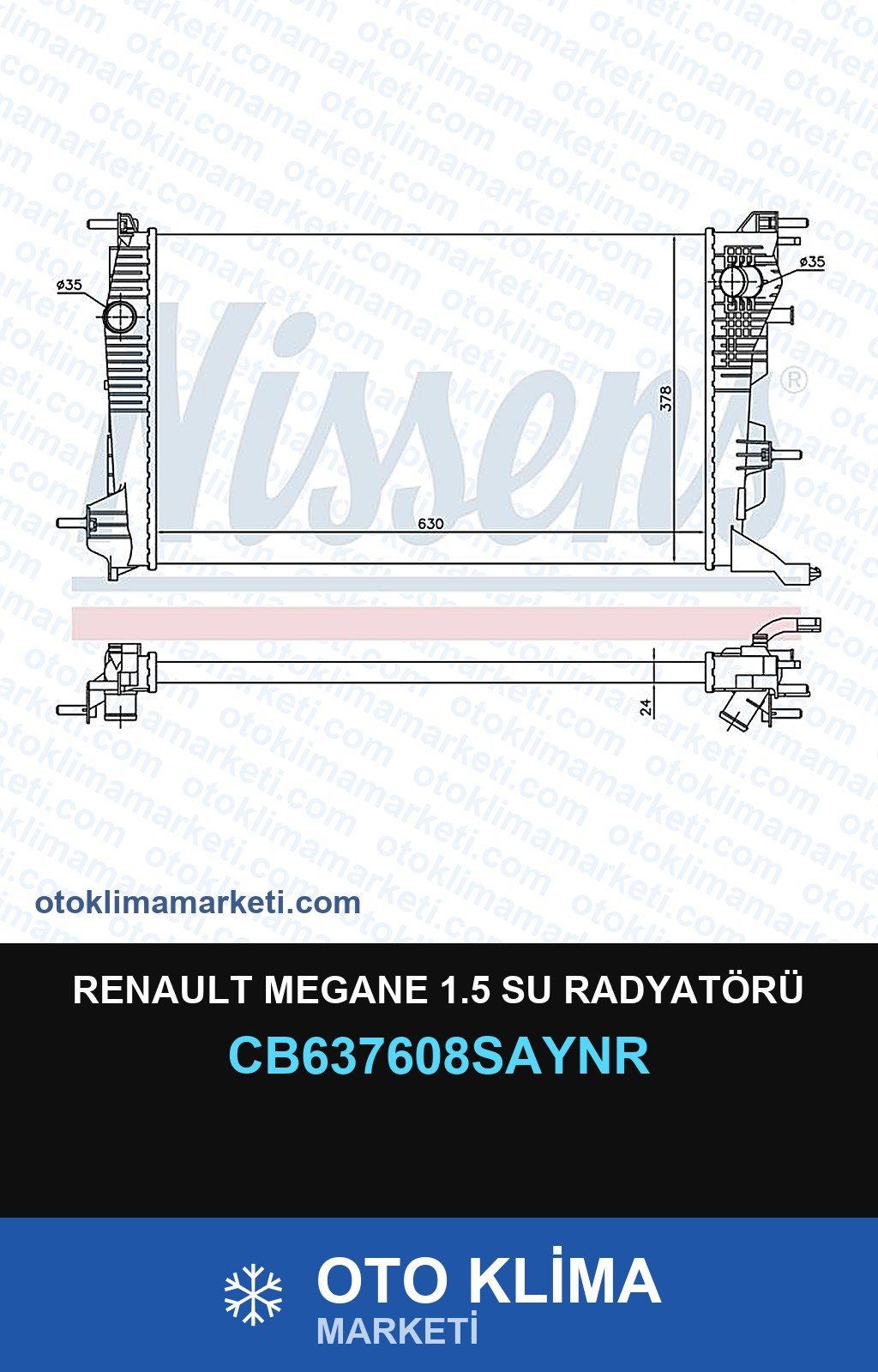 Renault Megane 1.5 Su Radyatörü — SU RADYATÖRÜ — UNICORE marka — Uyumlu: RENAULT