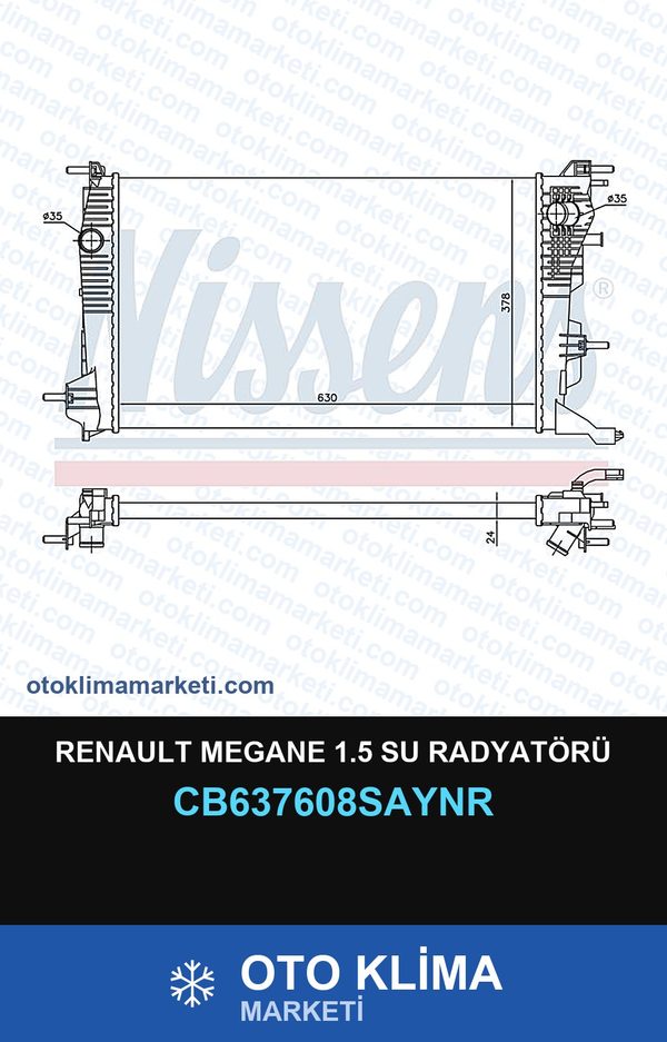 Renault Megane 1.5 Su Radyatörü — SU RADYATÖRÜ — UNICORE marka — Uyumlu: RENAULT