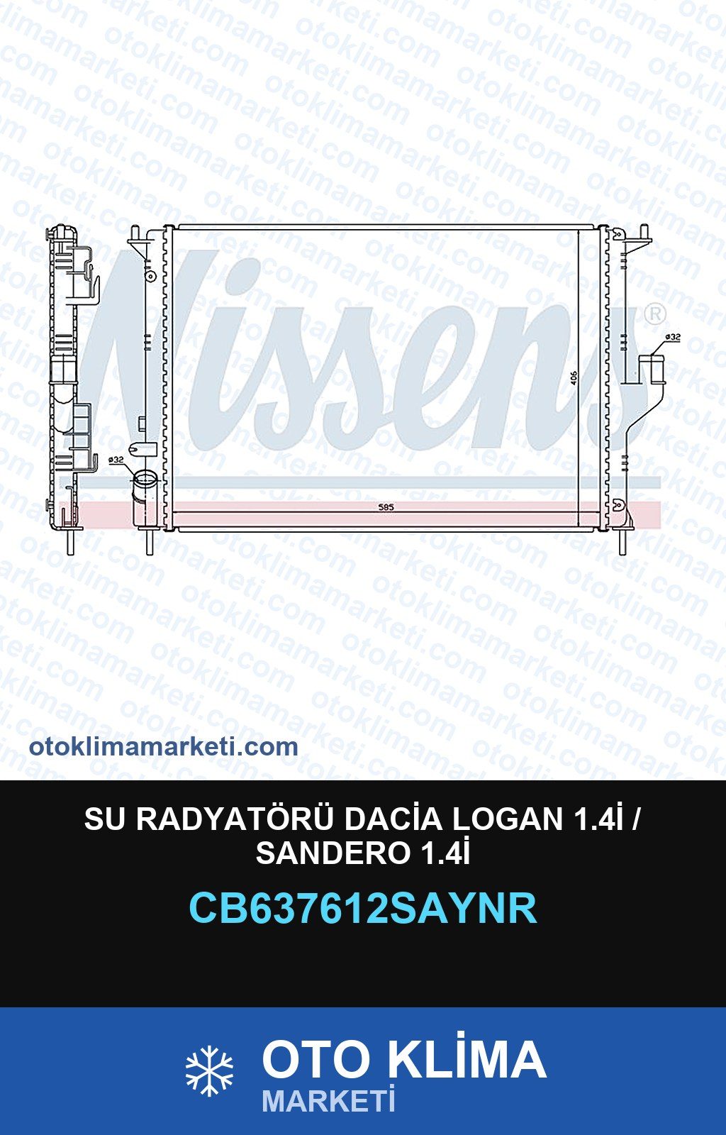 Su Radyatörü Dacia Logan 1.4İ / Sandero 1.4İ — SU RADYATÖRÜ — UNICORE marka — Uyumlu: DACIA
