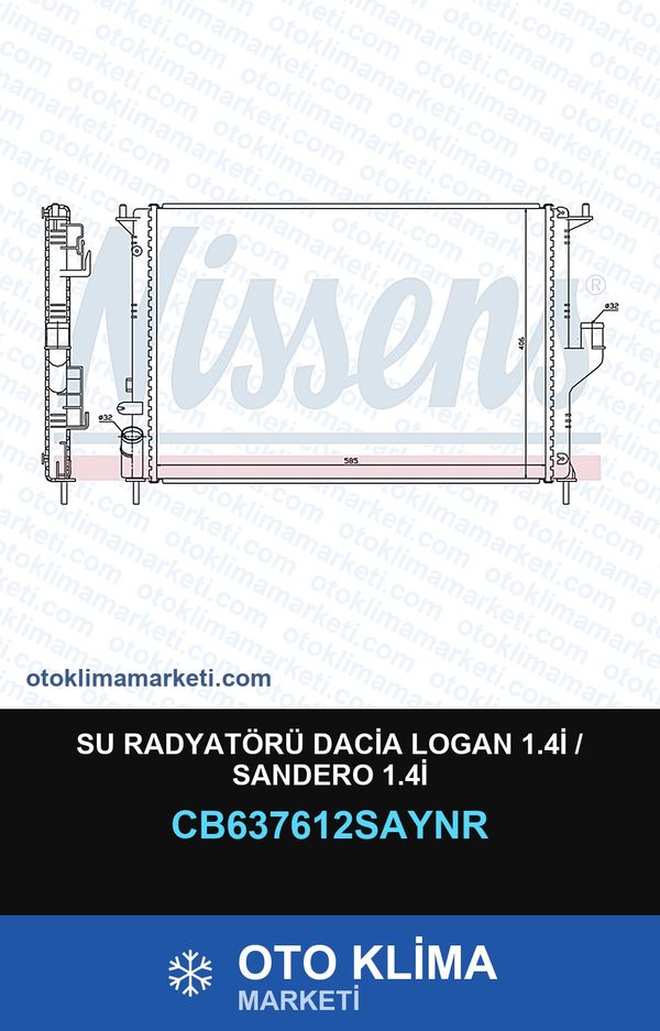 Su Radyatörü Dacia Logan 1.4İ / Sandero 1.4İ — SU RADYATÖRÜ — UNICORE marka — Uyumlu: DACIA