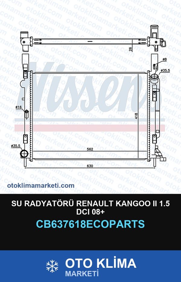 Su Radyatörü Renault Kangoo II (2) 1.5 DCI 08+ — SU RADYATÖRÜ — ECOPARTS marka — Uyumlu: RENAULT