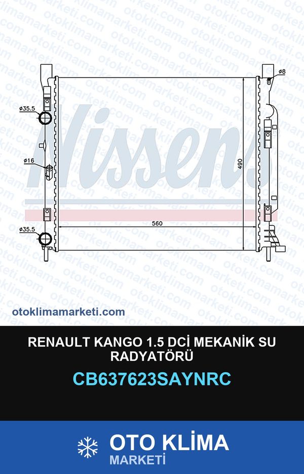 Renault Kango 1.5 DCİ Mekanik Su Radyatörü — SU RADYATÖRÜ — COOLTECH marka — Uyumlu: RENAULT