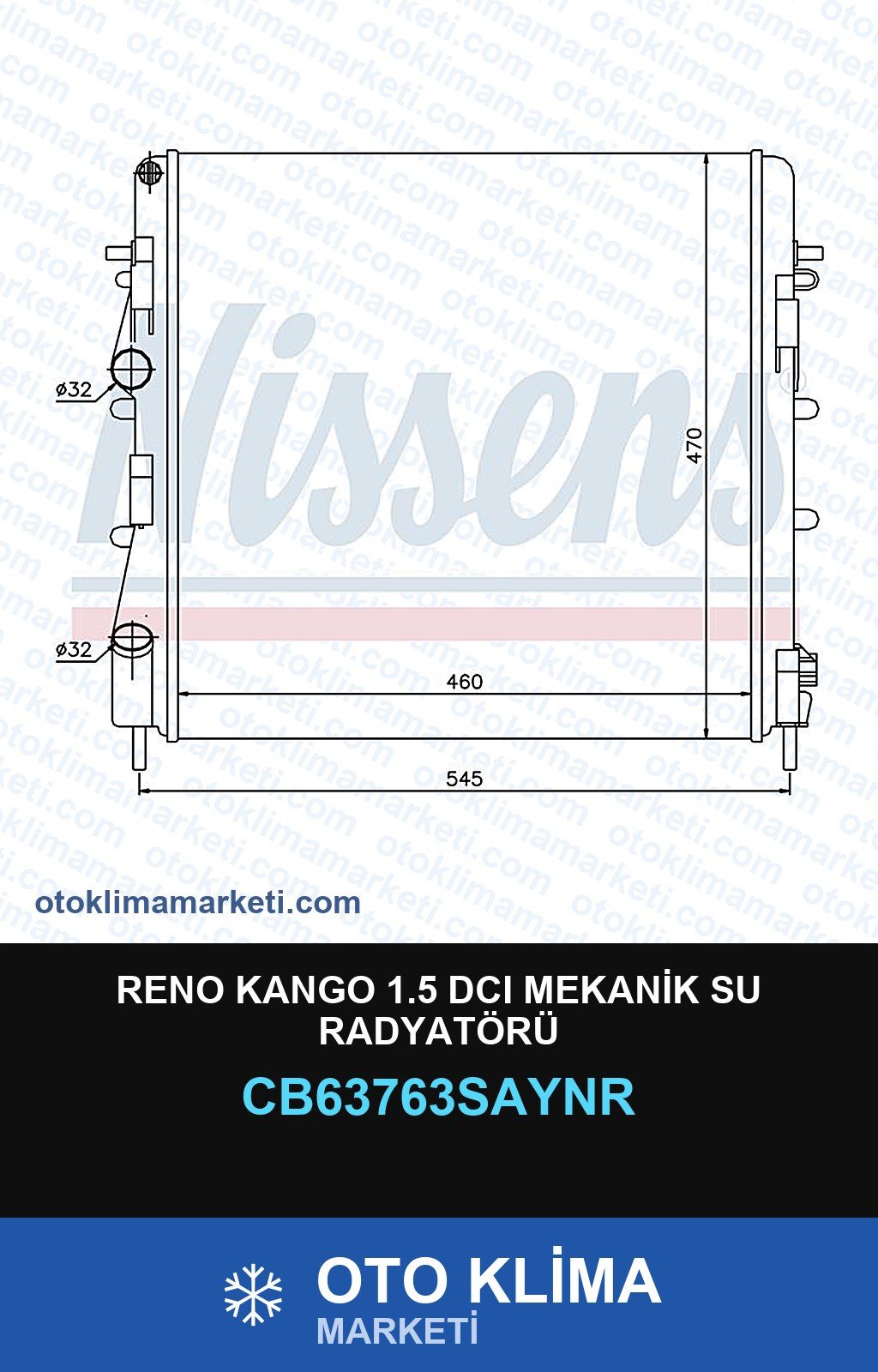 Reno Kango 1.5 DCI Mekanik Su Radyatörü — SU RADYATÖRÜ — COOLTECH marka