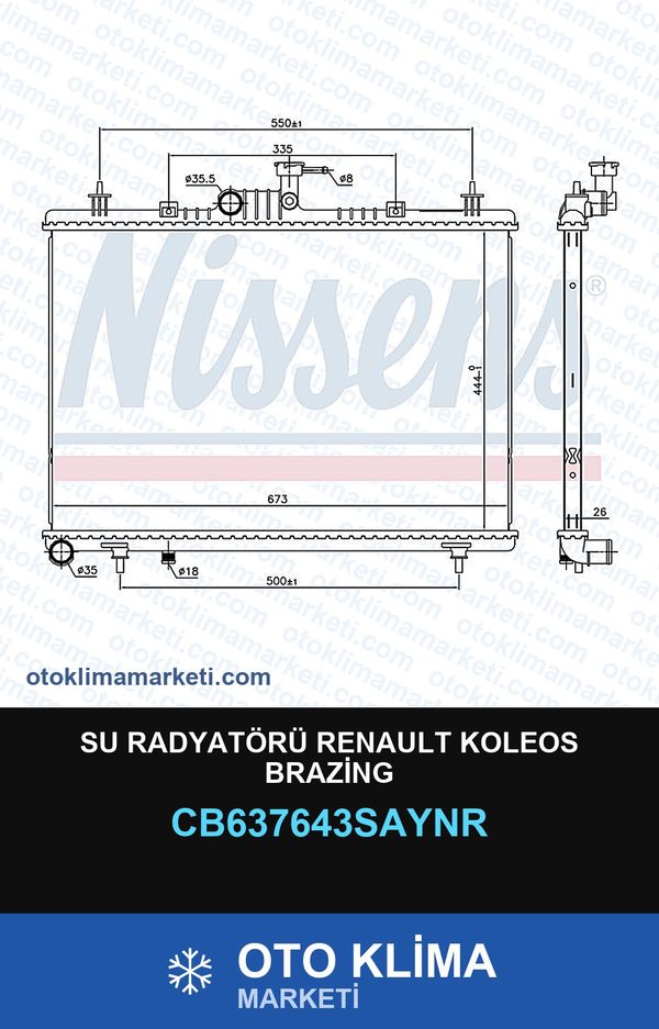 Su Radyatörü Renault Koleos Brazing — SU RADYATÖRÜ — UNICORE marka — Uyumlu: RENAULT