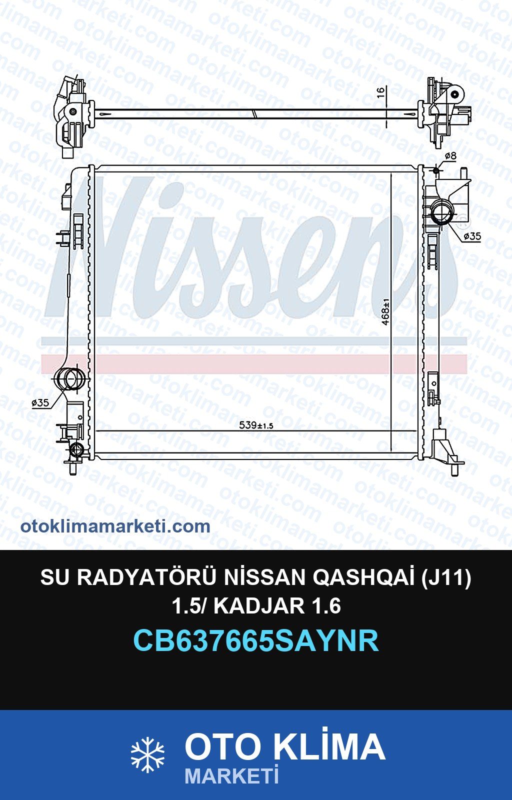 Su Radyatörü Nissan Qashqai (J11) 1.5/ Kadjar 1.6 — SU RADYATÖRÜ — UNICORE marka — Uyumlu: NISSAN
