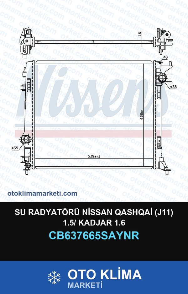 Su Radyatörü Nissan Qashqai (J11) 1.5/ Kadjar 1.6 — SU RADYATÖRÜ — UNICORE marka — Uyumlu: NISSAN