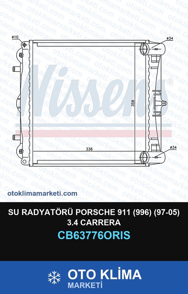 Su Radyatörü Porsche 911 (996) (97-05) 3.4 Carrera — SU RADYATÖRÜ — ORİS marka — Uyumlu: PORSCHE