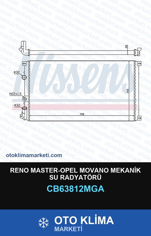 Reno Master-Opel Movano Mekanik Su Radyatörü — SU RADYATÖRÜ — MGA marka — Uyumlu: OPEL