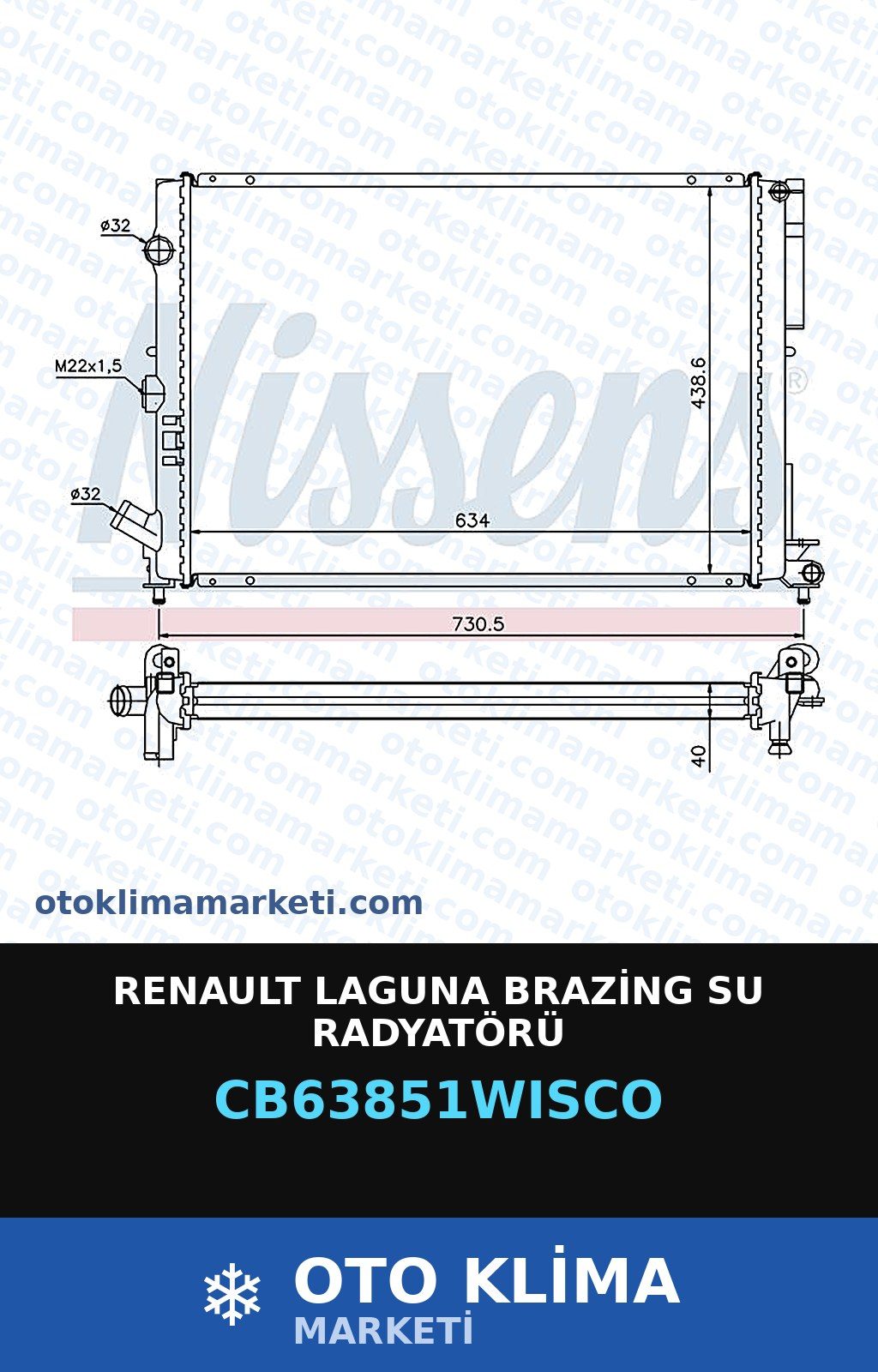 Renault Laguna Brazing Su Radyatörü — SU RADYATÖRÜ — WISCO marka — Uyumlu: RENAULT