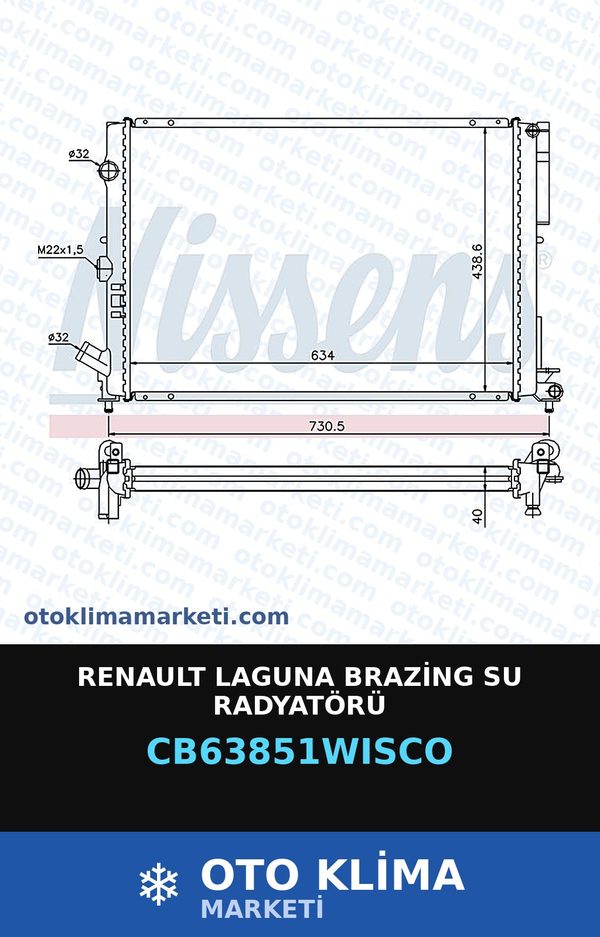Renault Laguna Brazing Su Radyatörü — SU RADYATÖRÜ — WISCO marka — Uyumlu: RENAULT