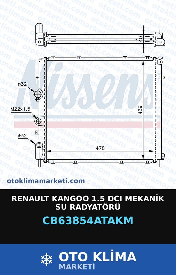 Renault Kangoo 1.5 DCI Mekanik Su Radyatörü — SU RADYATÖRÜ — VEKA marka — Uyumlu: RENAULT