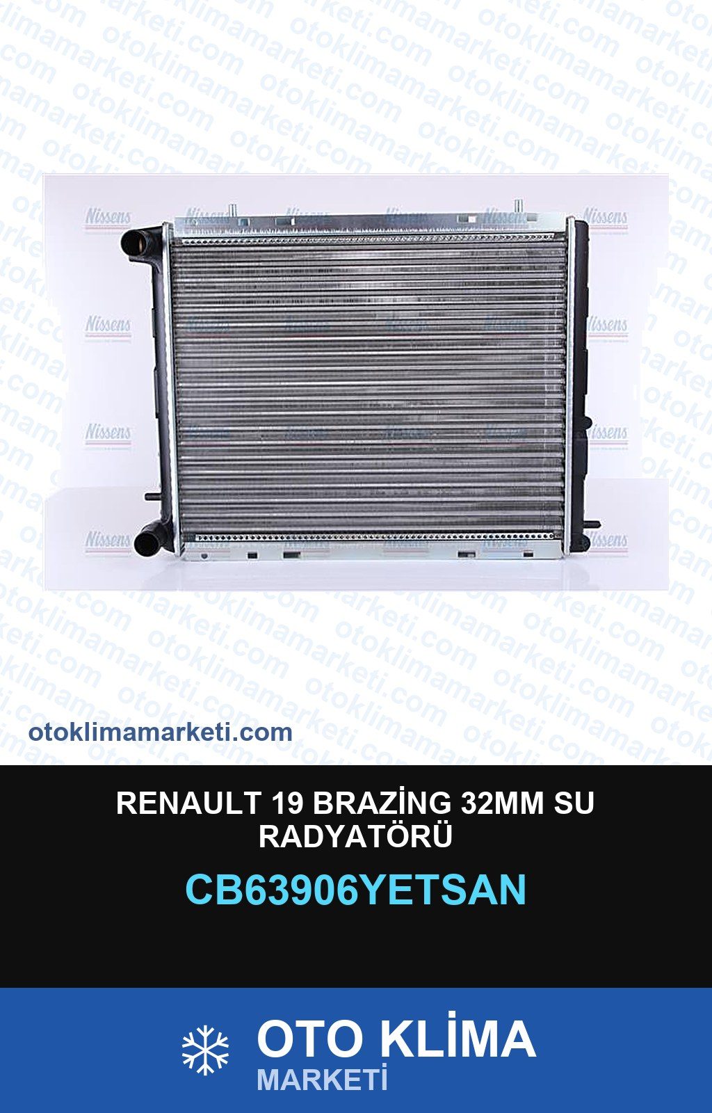 Renault 19 Brazing 32MM Su Radyatörü — SU RADYATÖRÜ — YETSAN marka — Uyumlu: RENAULT