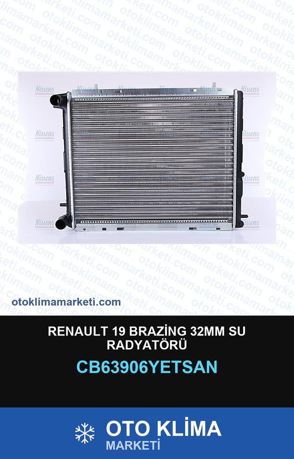 Renault 19 Brazing 32MM Su Radyatörü — SU RADYATÖRÜ — YETSAN marka — Uyumlu: RENAULT