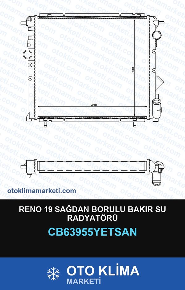 Reno 19 Sağdan Borulu Bakır Su Radyatörü — SU RADYATÖRÜ — YETSAN marka