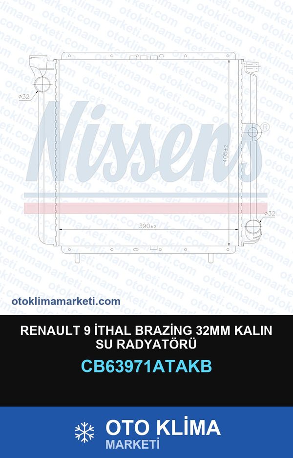 Renault 9 İthal Brazing 32MM Kalın Su Radyatörü — SU RADYATÖRÜ — VEKA marka — Uyumlu: RENAULT