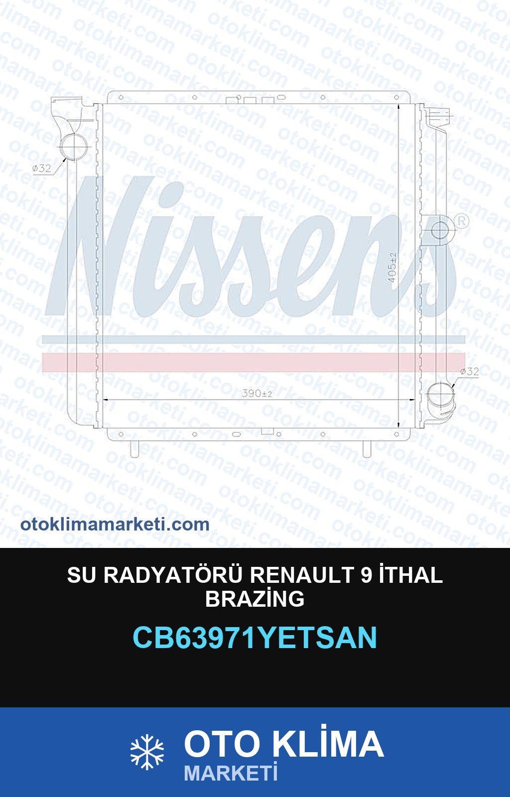Su Radyatörü Renault 9 İthal Brazing — SU RADYATÖRÜ — YETSAN marka — Uyumlu: RENAULT