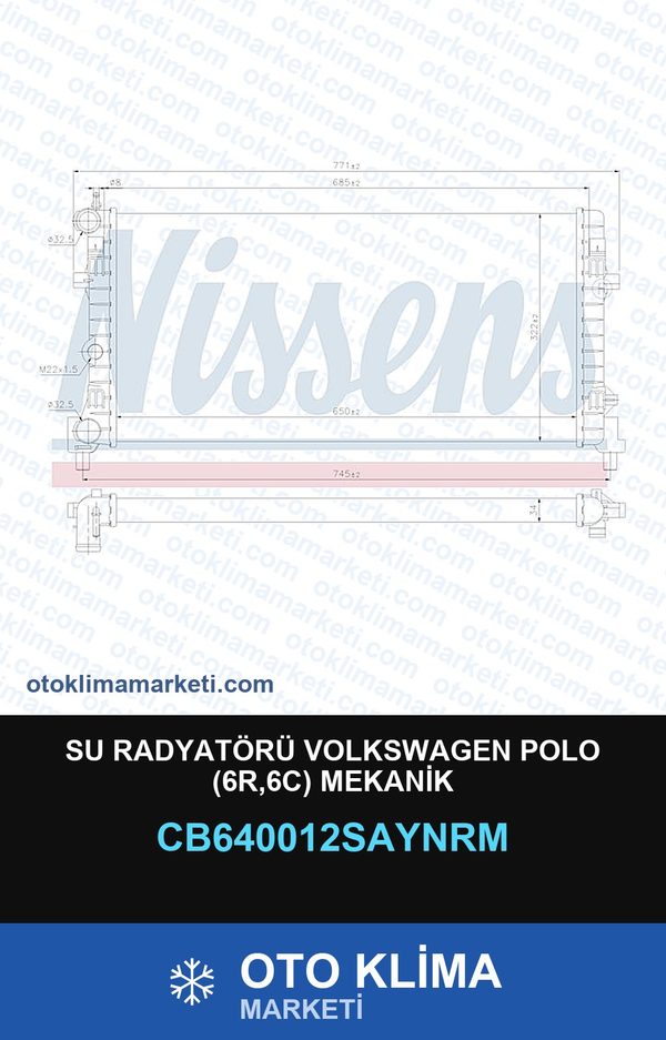 Su Radyatörü Volkswagen Polo (6R,6C) Mekanik — SU RADYATÖRÜ — COOLTECH marka — Uyumlu: VOLKSWAGEN