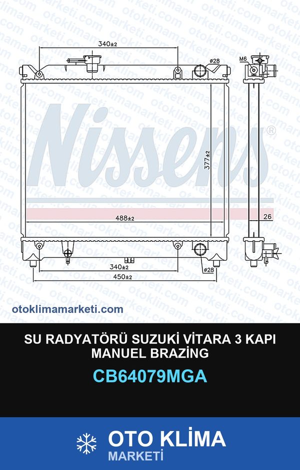 Su Radyatörü Suzuki Vitara 3 Kapi Manuel Brazing — SU RADYATÖRÜ — MGA marka — Uyumlu: SUZUKI