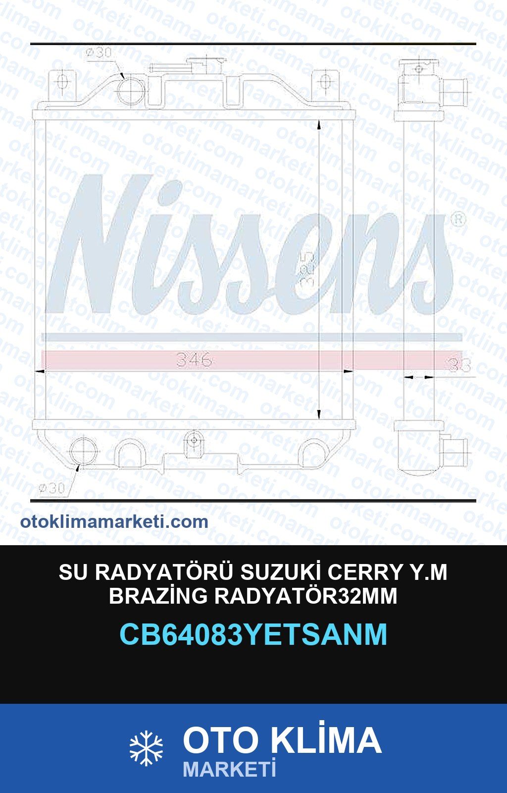 Su Radyatörü Suzuki Cerry Y.M Brazing RADYATÖR32MM — SU RADYATÖRÜ — YETSAN marka — Uyumlu: SUZUKI
