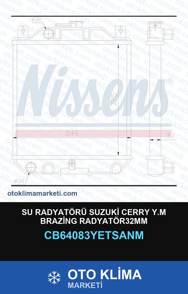 Su Radyatörü Suzuki Cerry Y.M Brazing RADYATÖR32MM — SU RADYATÖRÜ — YETSAN marka — Uyumlu: SUZUKI
