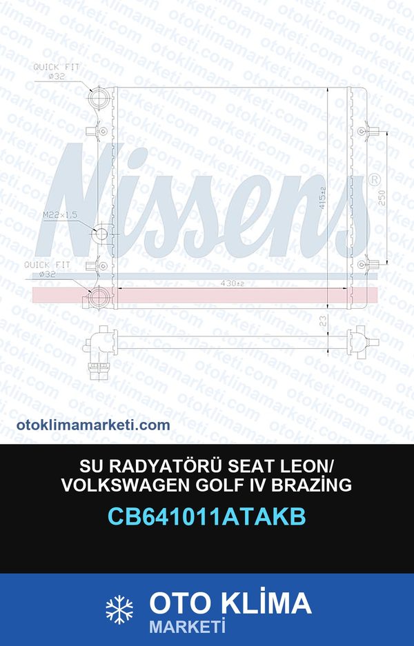 Su Radyatörü Seat Leon/ Volkswagen Golf IV (4) Brazing — SU RADYATÖRÜ — VEKA marka — Uyumlu: SEAT, VOLKSWAGEN