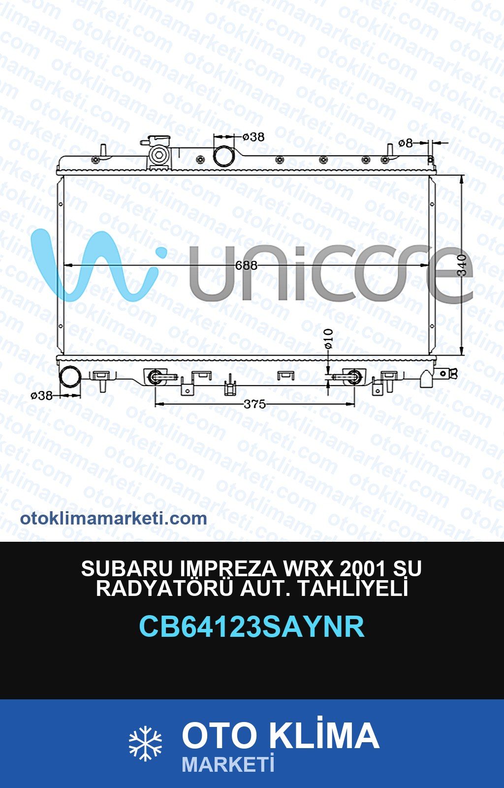 Subaru Impreza Wrx 2001 Su Radyatörü Aut. Tahliyeli — SU RADYATÖRÜ — UNICORE marka — Uyumlu: SUBARU