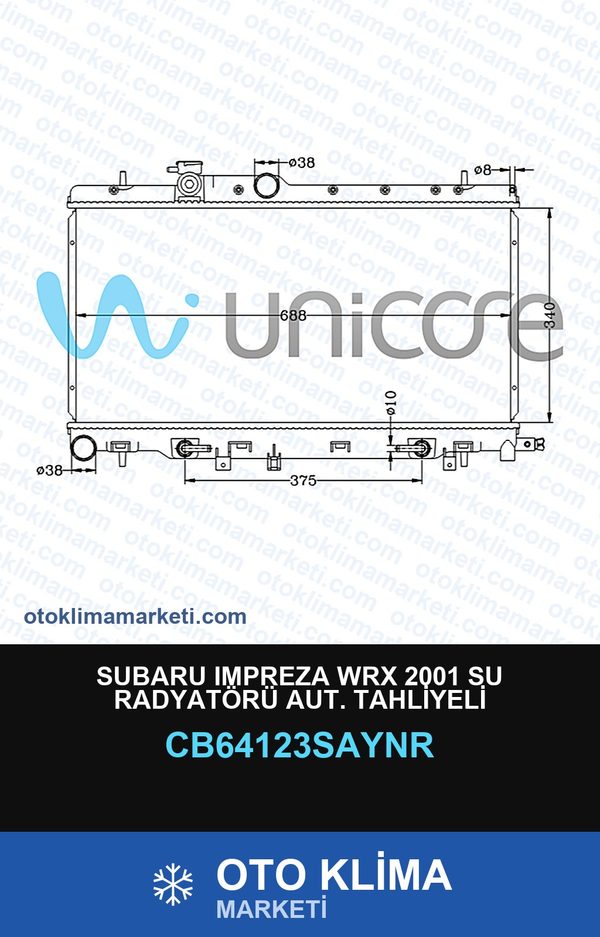 Subaru Impreza Wrx 2001 Su Radyatörü Aut. Tahliyeli — SU RADYATÖRÜ — UNICORE marka — Uyumlu: SUBARU