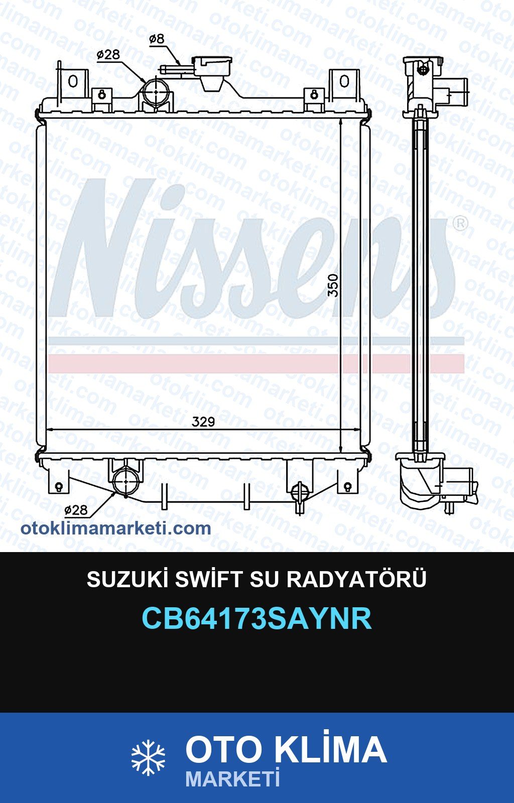 Suzuki Swift Su Radyatörü — SU RADYATÖRÜ — UNICORE marka — Uyumlu: SUZUKI